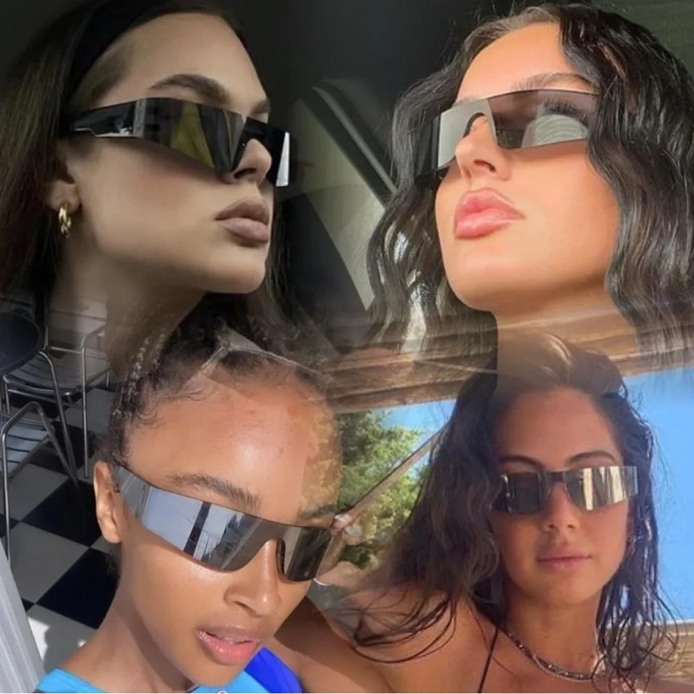 Stylish Retro Rimless Futuristic Mirror Sunglasses